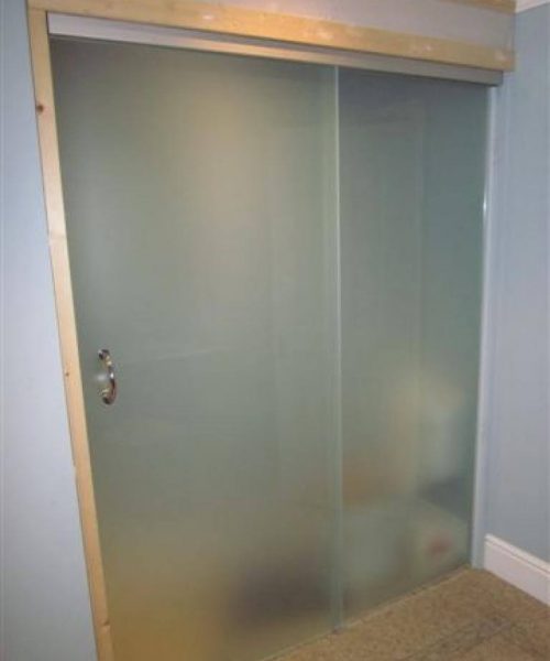 Sliding frosted glass door