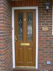 Oak effect composite entrance door