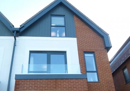 Slimline grey aluminium casement windows