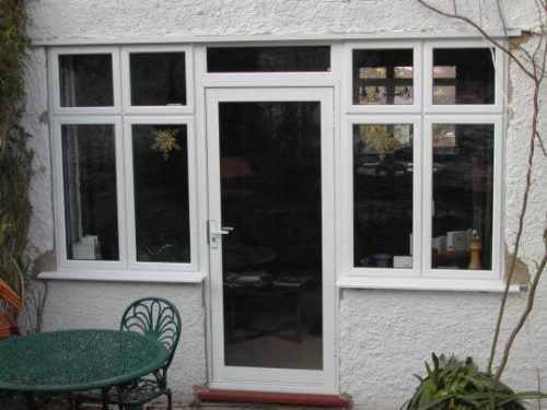 White aluminium back door