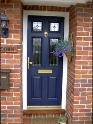 Dark blue composite entrance door