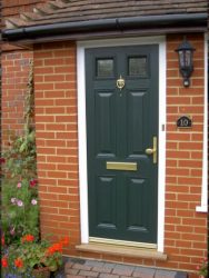 Dark green composite entrance door