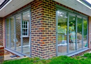 Dual grey Sunflex aluminium bifold door