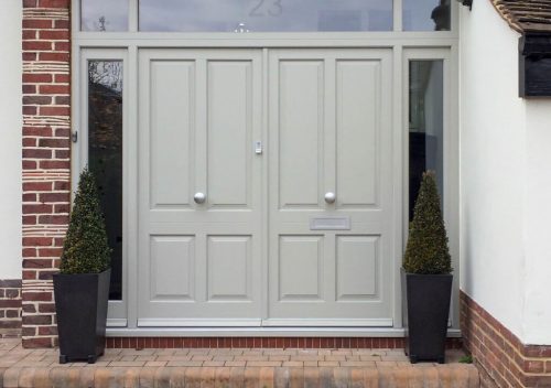 Dual white timber entrance door
