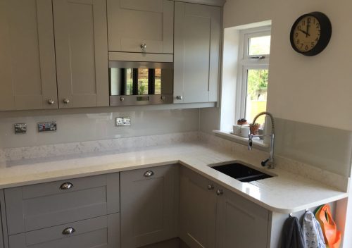 Glass splash back and marble