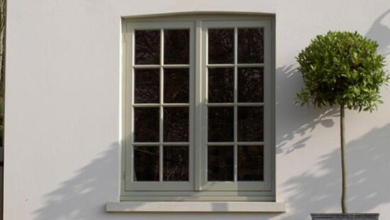 Green flush sash timber window