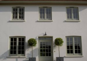 Green timber flush sash windows installation