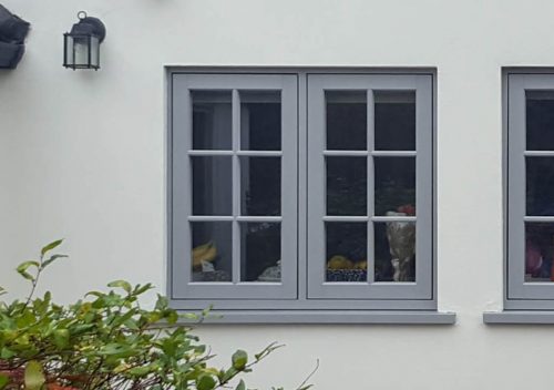 Grey uPVC flush sash window