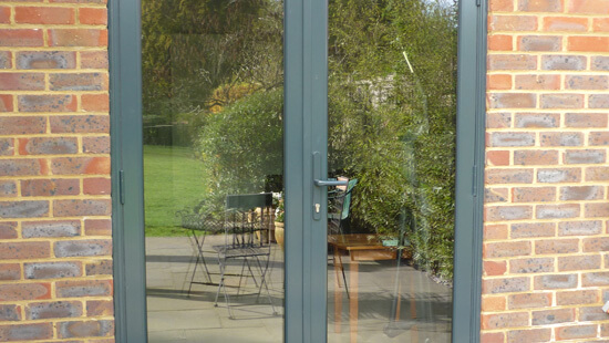 Grey aluminium french door