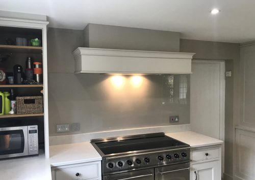 Grey kitchen glass splash back