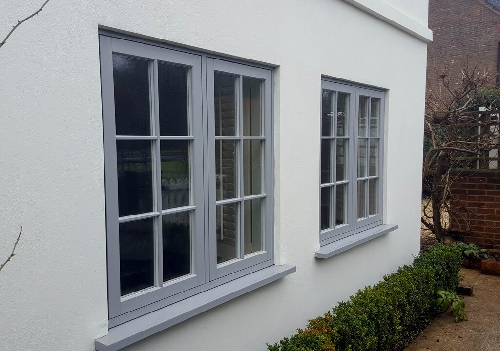 Grey uPVC flush sash windows