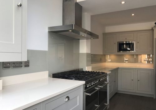 Light grey glass splash back