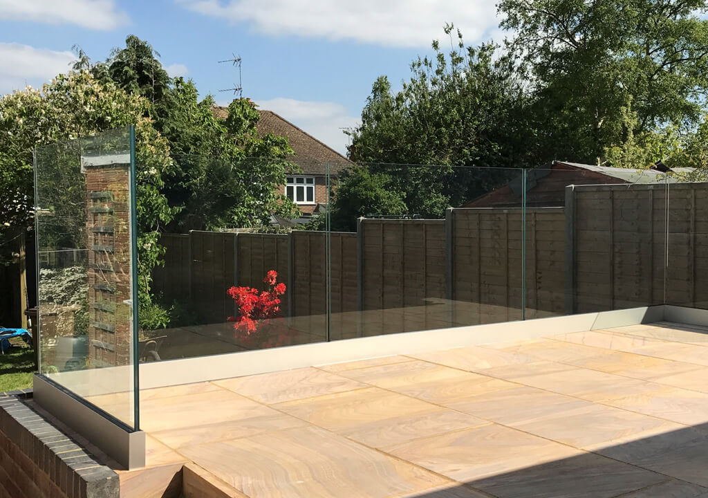 patio with glass balustrade