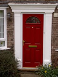 Red composite entrance door