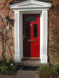 Red composite entrance door