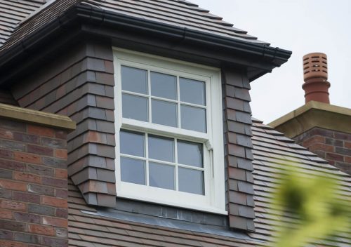 White uPVC sliding sash roof window