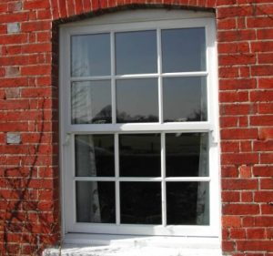 Timber sliding sash window close up