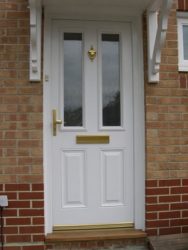 White composite entrance door