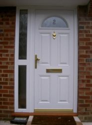 White composite entrance door