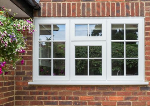 White uPVC timber effect casement window