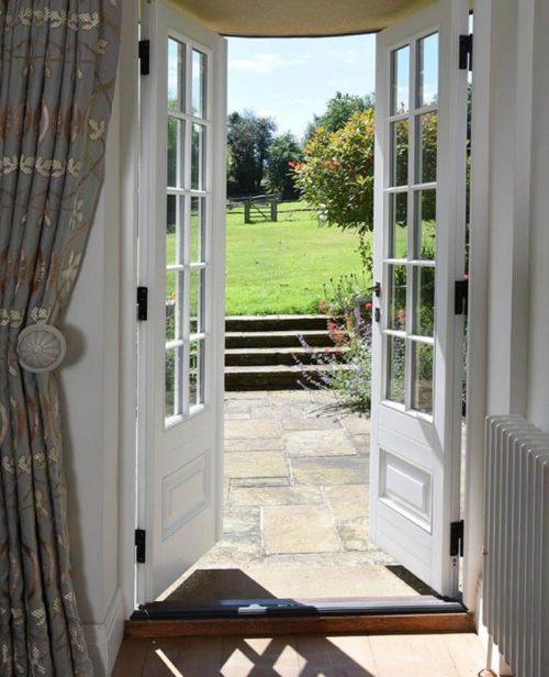 white timber french doors