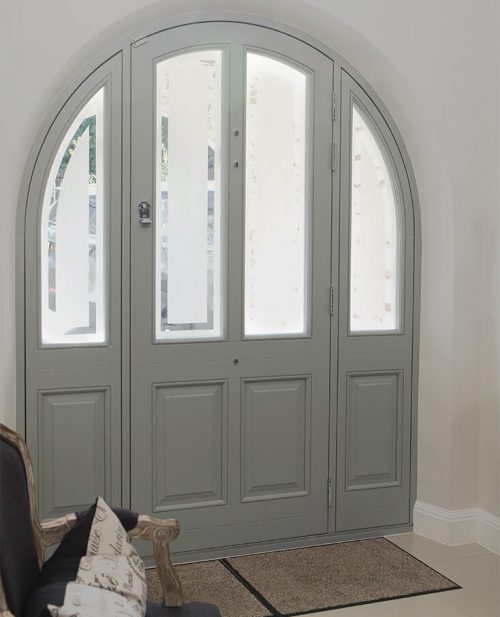 agate grey arched timber entrance door