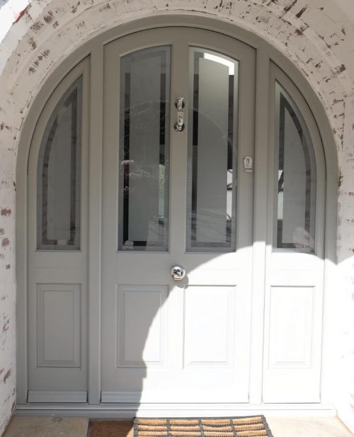 agate grey arched timber entrance door